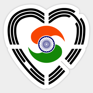 Korean Indian Multinational Patriot Flag (Heart) Sticker